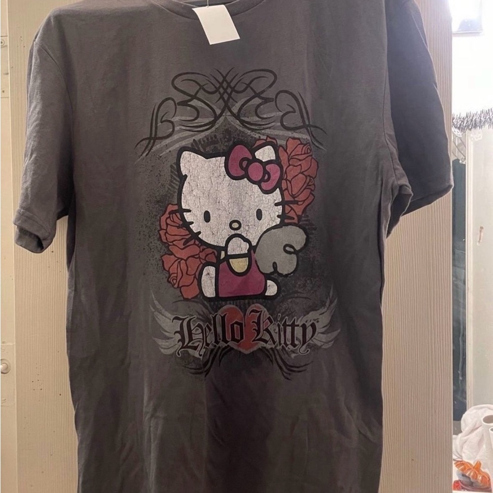 Hello Kitty Charcoal Tee with Pink Accents